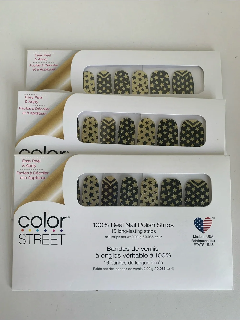 Color Street Black and Gold Nail Polish Strips Salute to You bundle